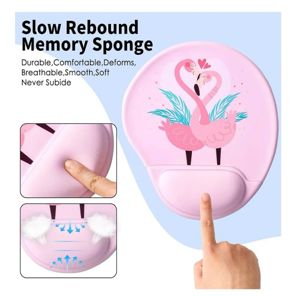 Pink Flamingo Ergonomic Mouse Pad Gel Wrist Support New